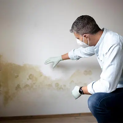 Inspection visuelle d’un mur humide, photographie fournie par le client